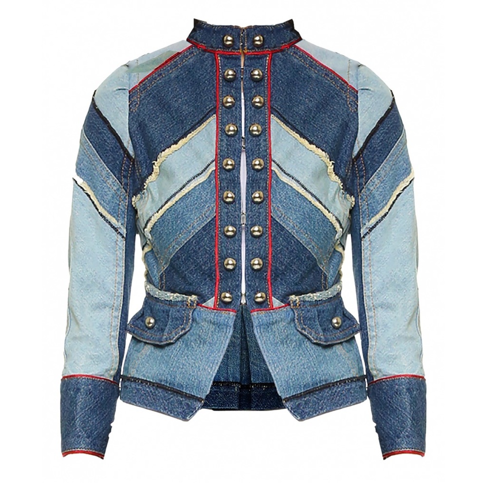 Marc by Marc Jacobs Y2K 70s inspired patchwork Chevron Victoria Denim Jacket.